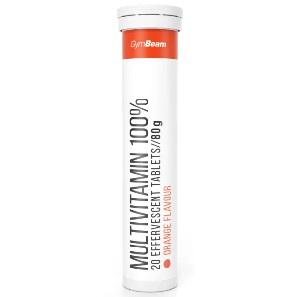 GymBeam Multiwitamina 100% w tabletkach musujących, smak pomarańczowy, 20 szt.
