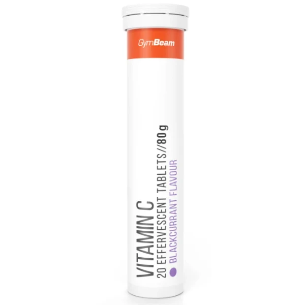 GymBeam Witamina C w tabletkach musujących 1000 mg, smak czarna porzeczka, 20 szt.