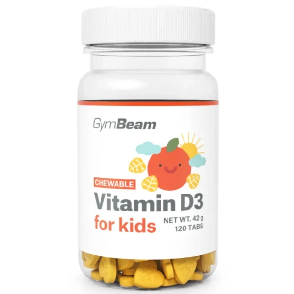 GymBeam Witamina D3 do żucia dla dzieci, 120 tabl.