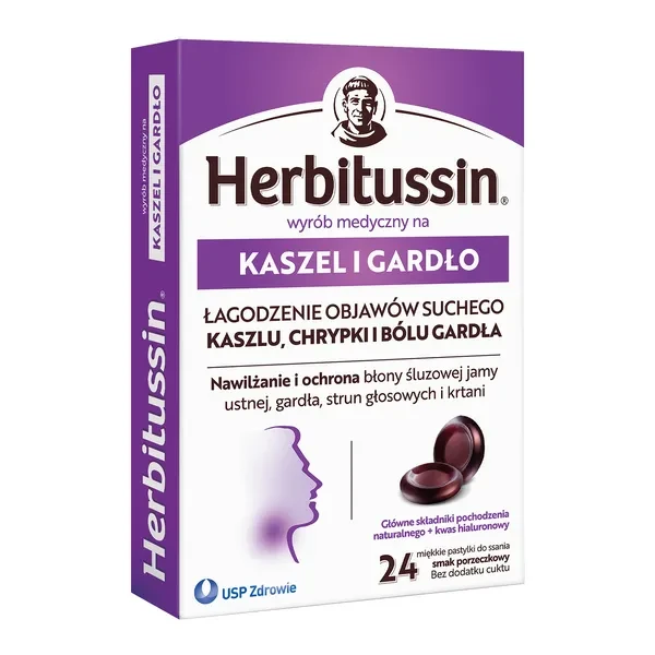 Herbitussin Kaszel i Gardło Pastylki, 24 szt.