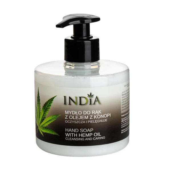 INDIA Mydło do rąk w płynie z olejem z konopi oczyszcza i pielęgnuje, 300 ml