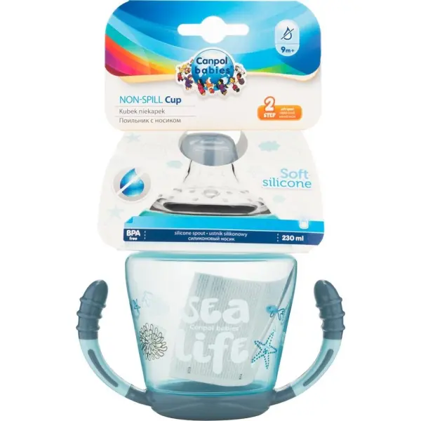 Kubek niekapek 230 ml CANPOL BABIES miękki silikonowy ustnik SEA LIFE 56/501_grey
