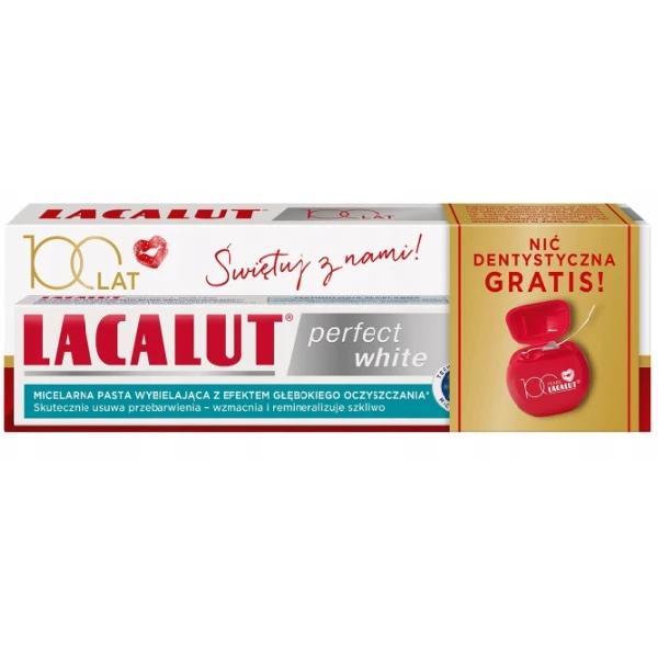 LACALUT Perfect White Pasta do zębów + nić dentystyczna, 75 ml