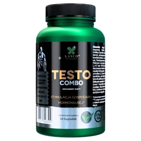 LANCO NUTRITIONS Testo Combo naturalne ekstrakty na podniesienie testosteronu, 60 kapsułek