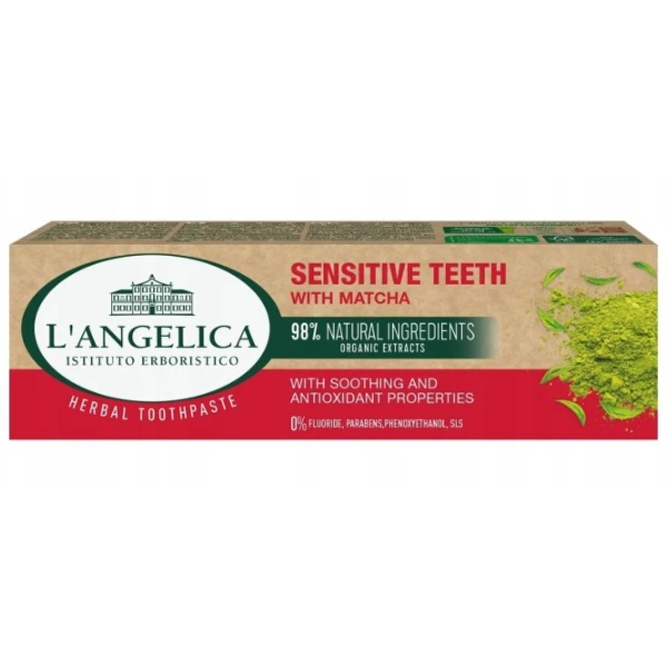 L’Angelica Sensitive Teeth z matchą, ziołowa pasta do zębów, 75 ml