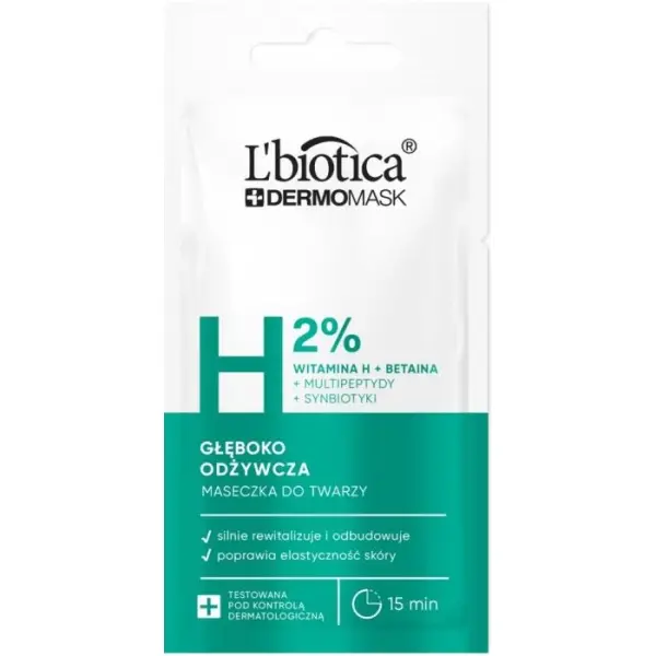 L'BIOTICA Dermomask głęboko odżywcza maska z witaminą H, 8 ml