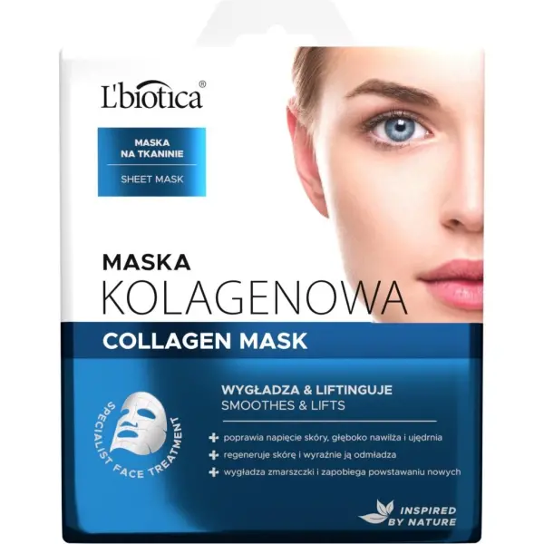 L'BIOTICA Maska kolagenowa wygładza i liftinguje na tkaninie 1 sztuka
