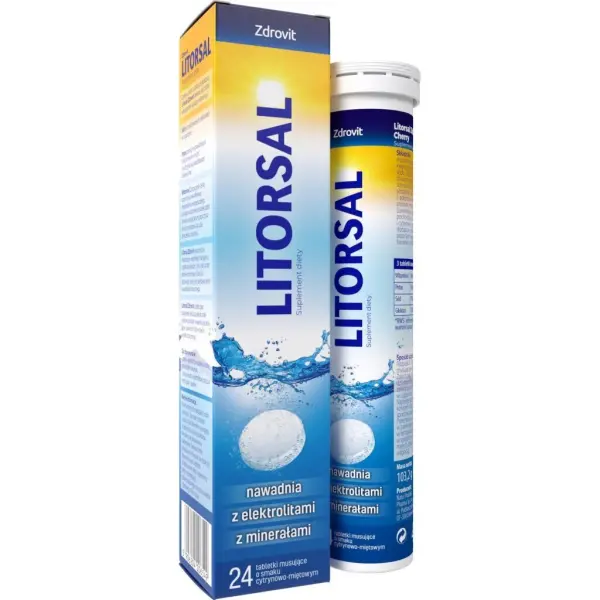 Litorsal smak cytrynowo-miętowy, 24 tabletki musujące