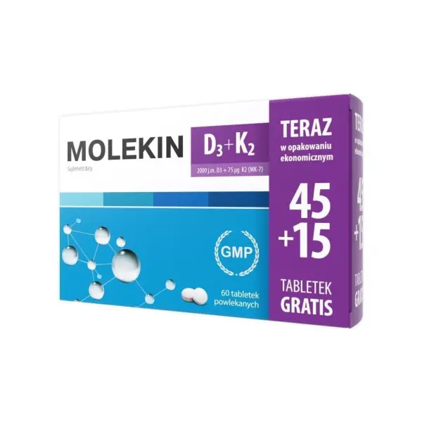Molekin D3 + K2 45 tabletek + 15 tabletek