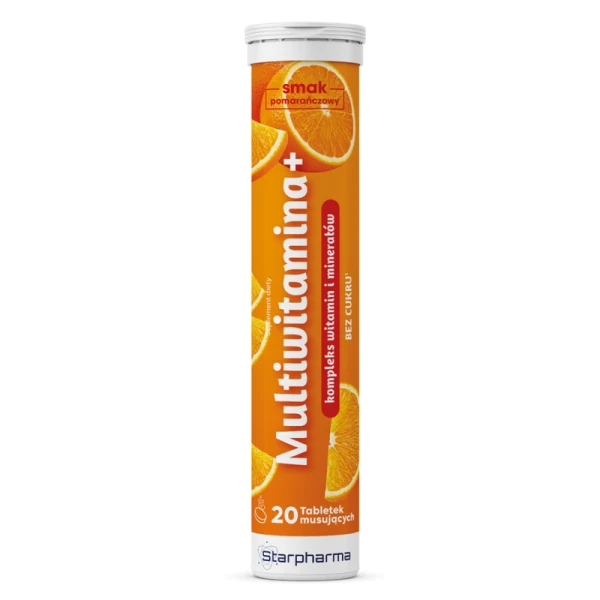 Multiwitamina+ smak pomarańczowy bez cukru, 20 tabl.