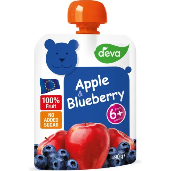Mus owocowy jabłko jagody DEVA 90g