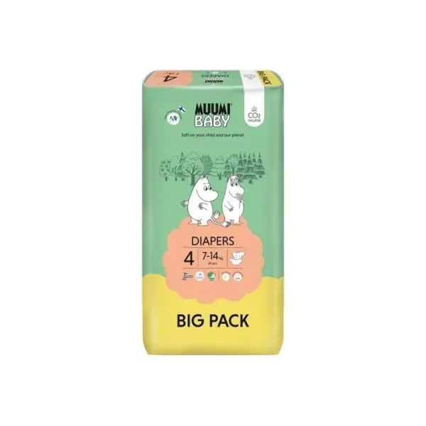 MUUMI BABY Pieluszki 4 - ekologiczne BIG PACK 69 sztuk