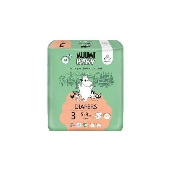 MUUMI Pieluszki 3 - ekologiczne MIDI 5-8 kg 50 sztuk