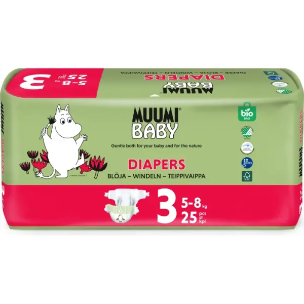 MUUMI Pieluszki 3 MIDI 5-8 kg EKO 25 sztuk