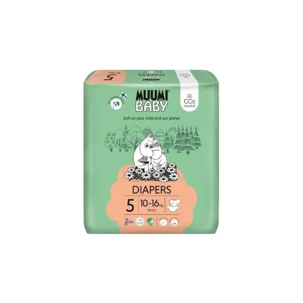 MUUMI Pieluszki 5+ ekologiczne MAXI 10-16 kg 44 sztuki