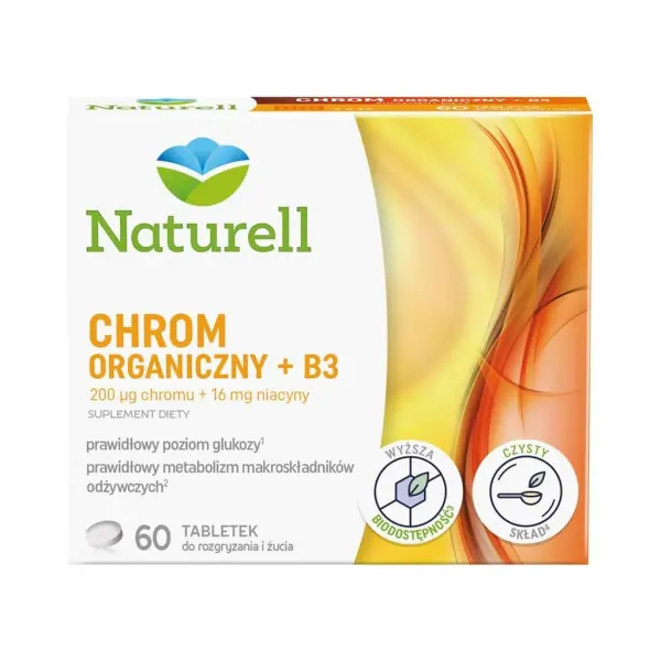 NATURELL Chrom Organiczny +B3 60 tabletek do ssania