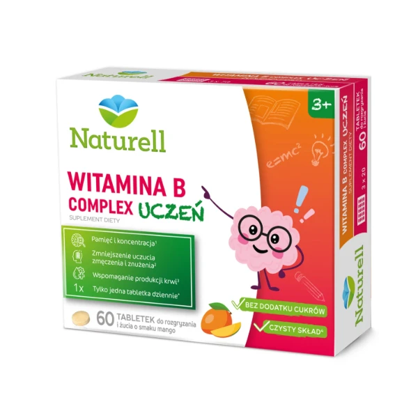 Naturell Witamina B Complex Uczeń, 60 tabl. do żucia