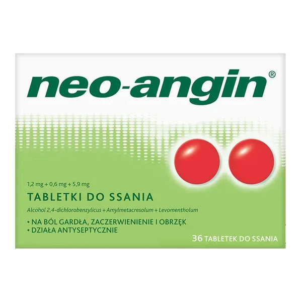 Neo-Angin 1,2 mg+0,6 mg+5,9 mg, 36 tabl.