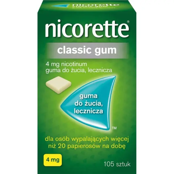 NICORETTE CLASSIC 4 mg, gumy na rzucanie palenia, 105 sztuk