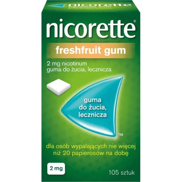 NICORETTE FRESHFRUIT 2 mg, gumy na rzucanie palenia, 105 sztuk 