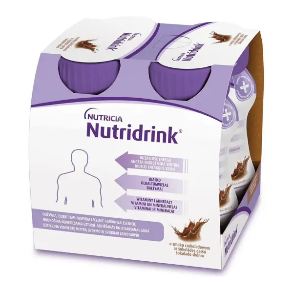Nutridrink o smaku czekoladowym 4 butelki po 125 ml