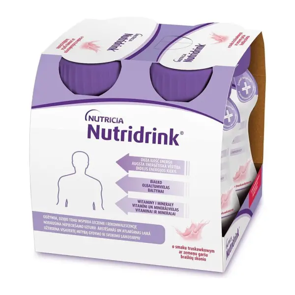 Nutridrink o smaku truskawkowym 4 butelki 125 ml