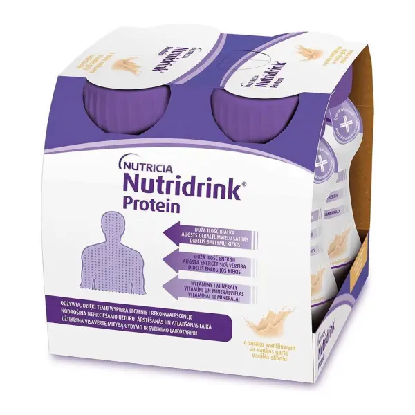 Nutridrink Protein o smaku waniliowym 4 butelki po 125 ml