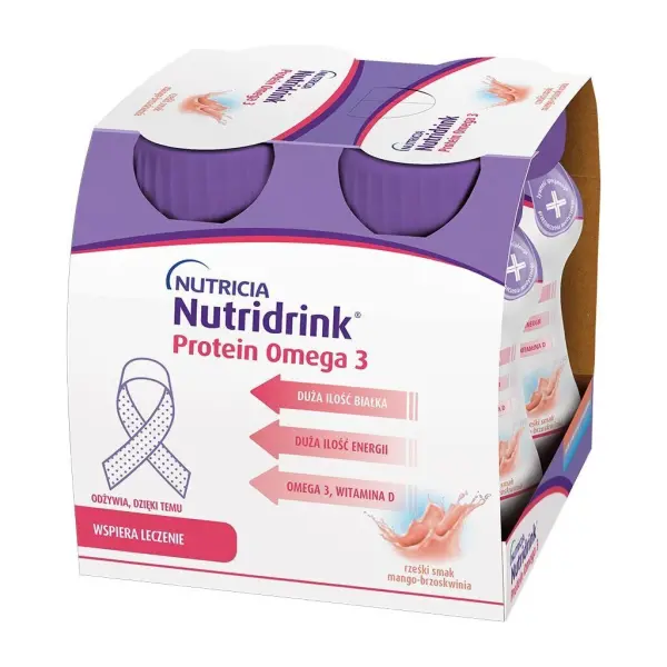 Nutridrink Protein Omega 3 rześki smak mango-brzoskwinia 4 butelki po 125 ml