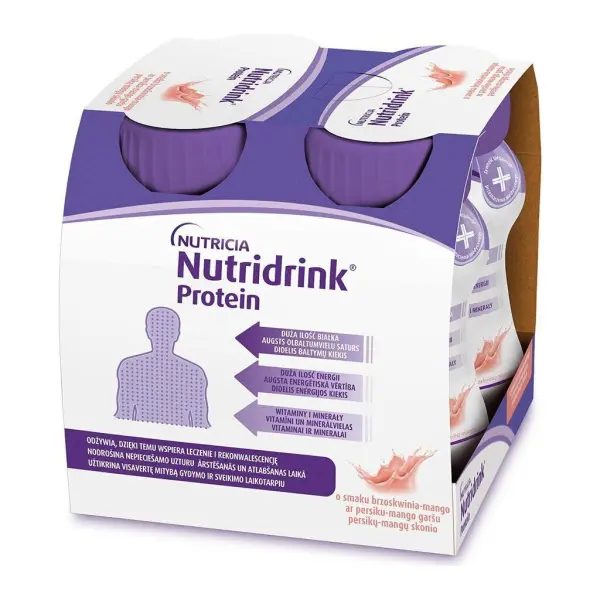 Nutridrink Protein smak brzoskwinia-mango 4 butelki po 125 ml
