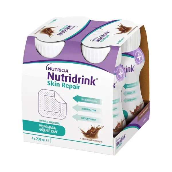 Nutridrink Skin Repair o smaku czekoladowym 4 butelki po 200ml