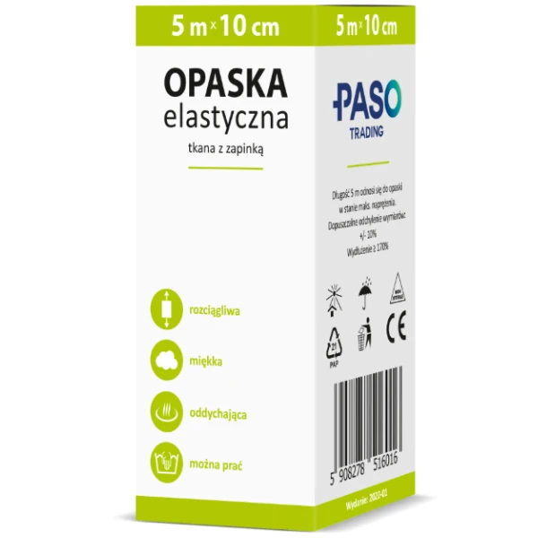 Opaska tkaninowa elastyczna z zapinką 5 m  x 10 cm, 1 szt.