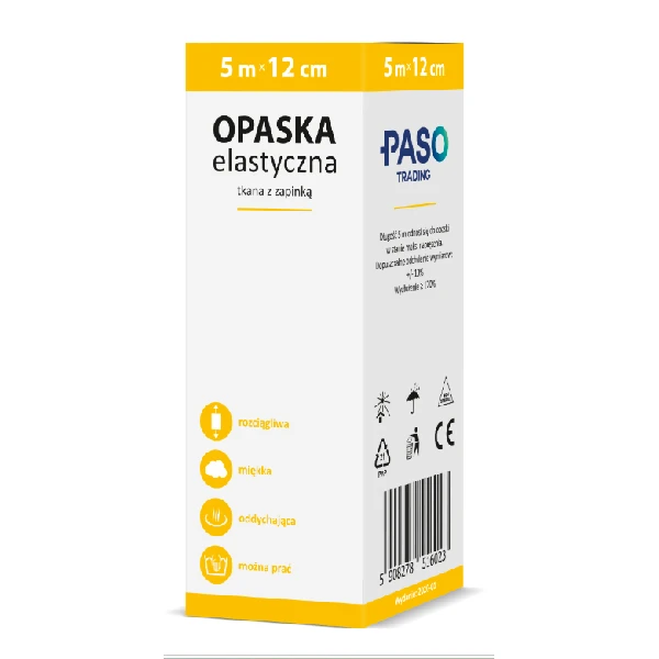 Opaska tkaninowa elastyczna z zapinką 5 m x 12 cm, 1 szt.