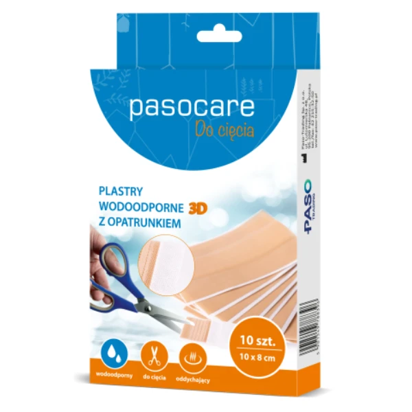 Pasocare 3D Plus Plaster z opatrunkiem wodoodporny, 10 szt., 10 x 8 cm