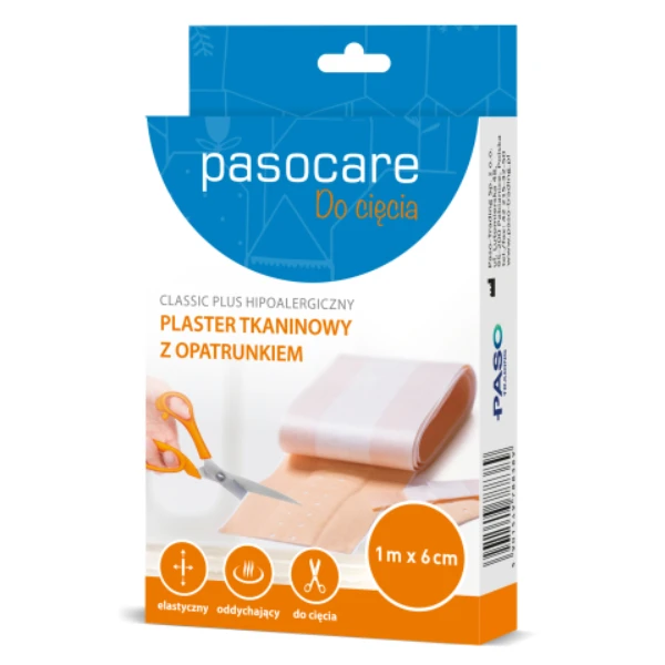 Pasocare Classic Plus Plaster z opatrunkiem tkaninowy, 1 m x 6 cm