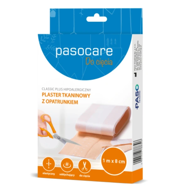 Pasocare Classic Plus Plaster z opatrunkiem tkaninowy, 1 m x 8 cm