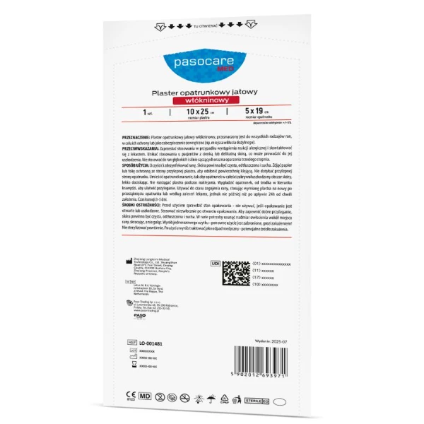 Pasocare Med Plaster opatrunkowy jałowy włókninowy 10 x 25 cm, 1 szt.