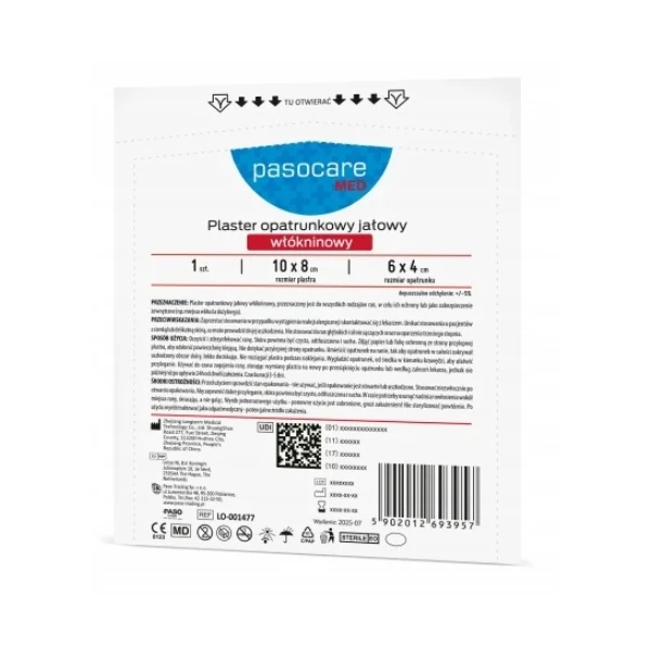 Pasocare Med Plaster opatrunkowy jałowy włókninowy 10 x 8 cm, 1 szt.