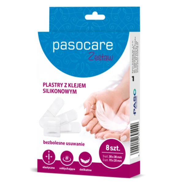 Pasocare Plastry-zestaw z klejem silikonowym, 8 szt.