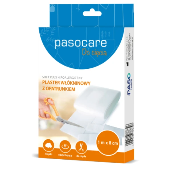 Pasocare Soft Plus Plaster z opatrunkiem włókninowy, 1 m x 8 cm