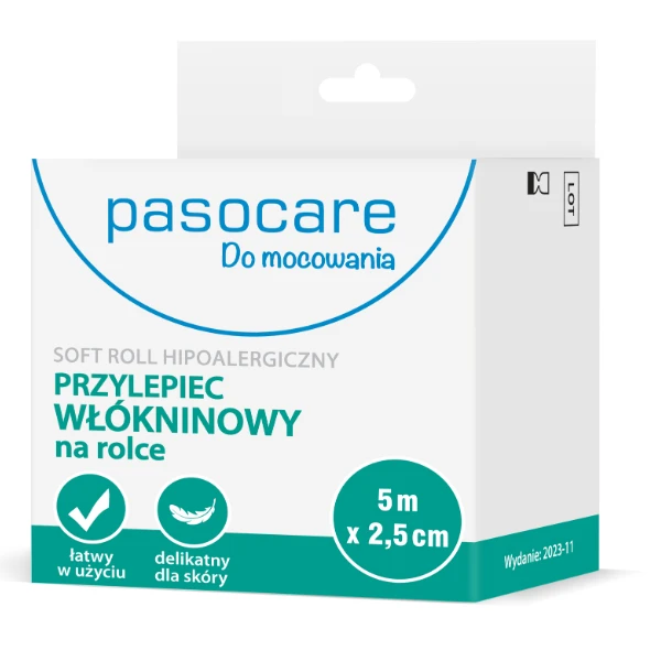 Pasocare Soft Roll Plaster włókninowy na rolce 5 m x 2,5 cm, 1 szt.