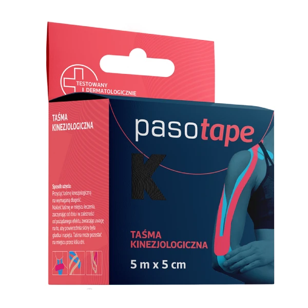 Pasotape Taśma kinezjologiczna czarna 5 m x 5 cm, 1 szt.