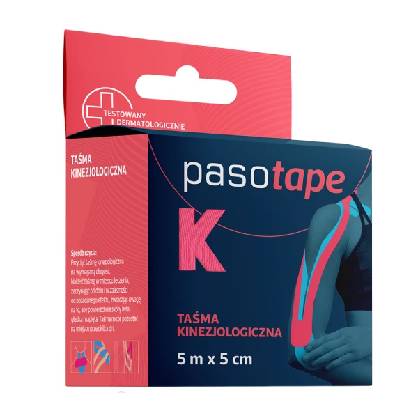 Pasotape Taśma kinezjologiczna różowa 5 m x 5 cm, 1 szt.