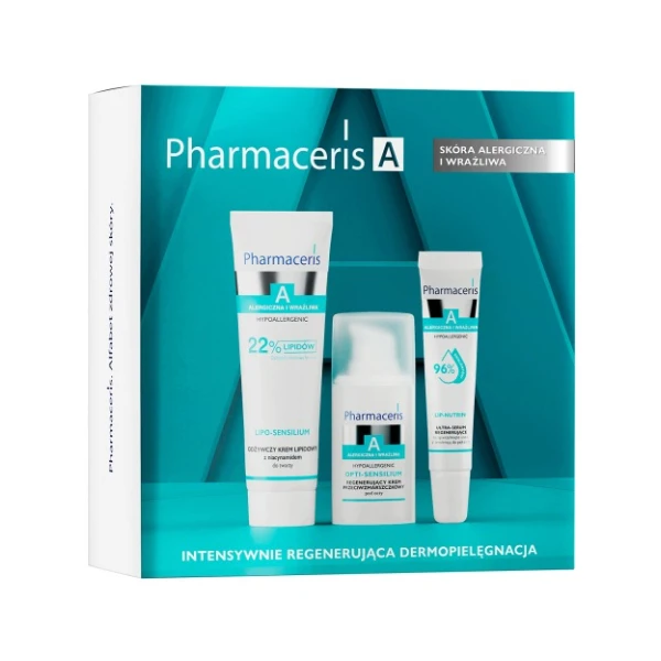 PHARMACERIS A - zestaw intensywnie regenerujący do skóry alergicznej i wrażliwej, 50 ml + 15 ml + 15 ml