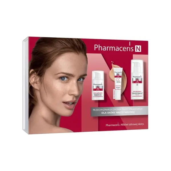PHARMACERIS N Zestaw Przeciwzmarszczkowa do skóry naczynkowej, 50ml + 10ml + 15ml