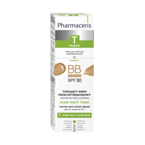 Pharmaceris T Acne Matt Tone BB Krem SPF 30 tonujący przeciwtrądzikowy 02 natural, 30ml