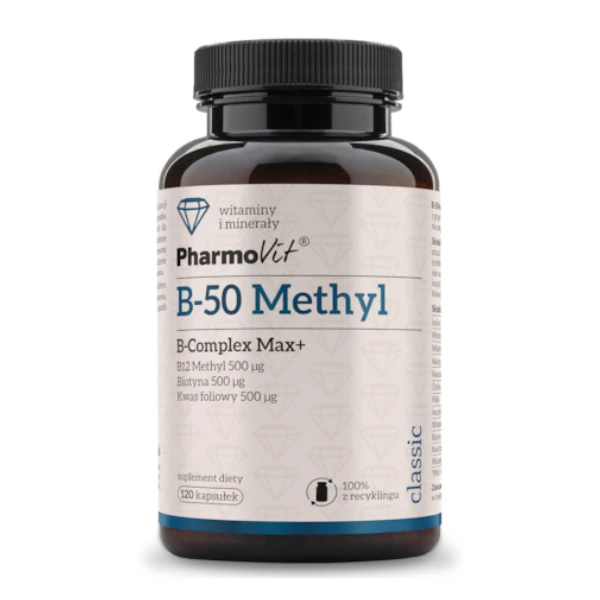 PHARMOVIT B-50 Methyl B-Complex Max+, 120 kaps.