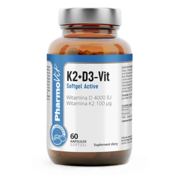 PHARMOVIT K2+D3-Vit Softgel Active, 60 kaps.