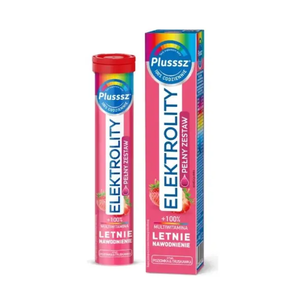 Plusssz Elektrolity poziomka truskawka, 24 tabletki musujące