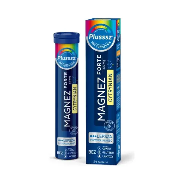 Plusssz Magnez Forte Cytrynian, 24 tabletki musujące