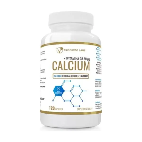 PROGRESS LABS Calcium + Witamina D3, 120 kapsułek